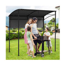 238 X 134 Cm Outdoor Grill Gazebo With Steel Shelves Extra Shadow Grey