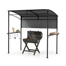 238 X 134 Cm Outdoor Grill Gazebo With Steel Shelves Extra Shadow Grey