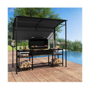 238 X 134 Cm Outdoor Grill Gazebo With Steel Shelves Extra Shadow Grey