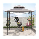 242 X 153 Cm Bbq Grill Gazebo With 2 Side Shelves Grey