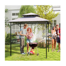 242 X 153 Cm Bbq Grill Gazebo With 2 Side Shelves Grey