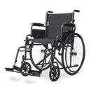 24 Inch Folding Wheelchair 136Kg Cap Retractable Armrests Hammertone