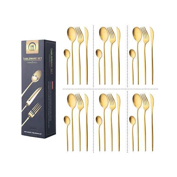 24 Pieces Cutlery Set Stainless Dinner Steak Knife Fork Spoon Teaspoon