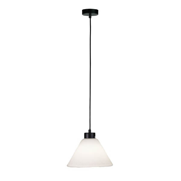 25Cm Frost Pleated Glass Single Pendant