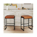 26 Inch Bar Stools Set Of 2 With Faux Leather Upholstered Seat