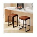 26 Inch Bar Stools Set Of 2 With Faux Leather Upholstered Seat