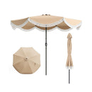 27Cm Patio Umbrella With Fringe Tassel Push Button Tilt For Garden