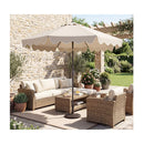 27Cm Patio Umbrella With Push Button Tilt Crank And 8 Metal Ribs Beige