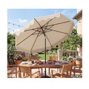 27Cm Patio Umbrella With Push Button Tilt Crank And 8 Metal Ribs Beige