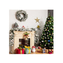 280Cm Pre Lit Flocked Christmas Garland And 60 Cm Christmas Wreath
