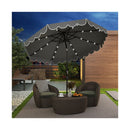28Cm Solar Patio Umbrella With 24 Led Lights Outdoor Market Sunshade