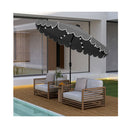 28Cm Solar Patio Umbrella With 24 Led Lights Outdoor Market Sunshade