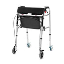2 Button Folding Walker With Seat 4 Wheels And Brakes For Seniors