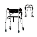 2 Button Folding Walker With Seat 4 Wheels And Brakes For Seniors