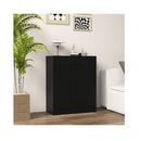 2 Door Storage Cabinet With 3 Tier Shelf Freestanding Side Black