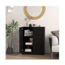 2 Door Storage Cabinet With 3 Tier Shelf Freestanding Side Black