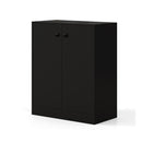 2 Door Storage Cabinet With 3 Tier Shelf Freestanding Side Black