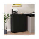2 Door Storage Cabinet With 3 Tier Shelf Freestanding Side Black