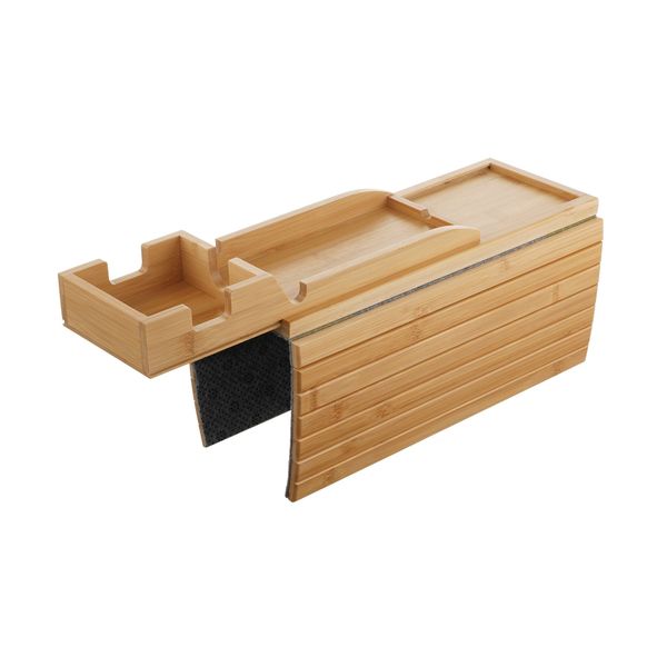 2 In 1 Bamboo Slide Away Sofa Armrest Tray Cup Phone Holder