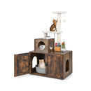 2 In 1 Cat Tree With Litter Box Enclosure And Sisal Scratching Brown