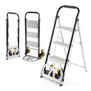 2In1 Folding Hand Truck And Ladder With Anti Slip Pedals Rubber Wheels