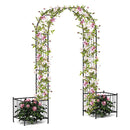 2 In 1 Garden Arbor 218Cm Garden Trellis Pergola With Planters Black
