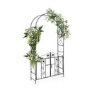 2 In 1 Garden Arbor With Door And Latch For Climbing Plants Black