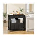 2 In 1 Laundry Basket Organizer With 3 Sections Wheels Rustic Brown