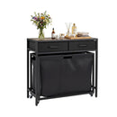 2 In 1 Laundry Basket Organizer With 3 Sections Wheels Rustic Brown