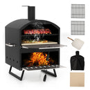 2 Layer Outdoor Pizza Oven With Stone Peel Grill Racks Black