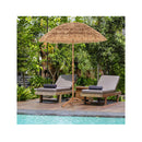 2M Thatched Tiki Umbrella With Foldable Stand Natural