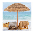 2M Thatched Tiki Umbrella With Foldable Stand Natural