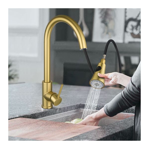 2 Mode Pull Out Kitchen Sink Mixer Tap Swivel Spout Basin
