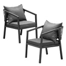 2X Outdoor Chairs Steel Frame Padded Seat