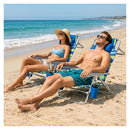 2 Pack Beach Chair With 7 Position Backrest And 2 Cup Holders