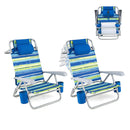 2 Pack Beach Chair With 7 Position Backrest And 2 Cup Holders