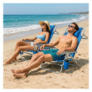2 Pack Beach Chair With 7 Position Backrest And 2 Cup Holders