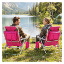 2 Pack Beach Chair With 7 Position Backrest And 2 Cup Holders