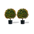 2 Pack Faux Potted Plant With Orange Fruit And Cement Base