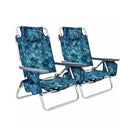2 Pack Folding Backpack 5 Position Beach Chair With Pillow Multicolor