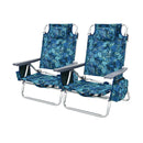 2 Pack Folding Backpack 5 Position Beach Chair With Pillow Multicolor