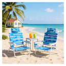 2 Pack Folding Beach Chair Adjustable With Head Pillow Towel Bar Blue