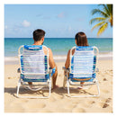2 Pack Folding Beach Chair Adjustable With Head Pillow Towel Bar Blue