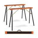 2 Pack Portable Sawhorses With Non Slip Top And Hinge Brace Orange