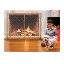 2 Panel Fireplace Screen With Double Door Golden