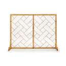 2 Panel Fireplace Screen With Double Door Golden