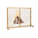 2 Panel Fireplace Screen With Double Door Golden
