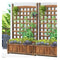 2Pc Wooden Raised With Trellis Garden Bed Standing Planter