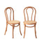 2Pcs Beige Dining Chair Solid Wooden Chairs Ratan Seat