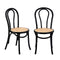 2Pcs Black Dining Chair Solid Wooden Chairs Ratan Seat